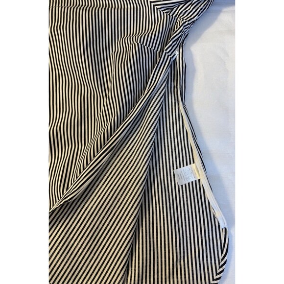 TALBOTS Piped Poplin Tunic Women Large B/W Striped LS Boat Neck Top Nautical - Picture 9 of 12